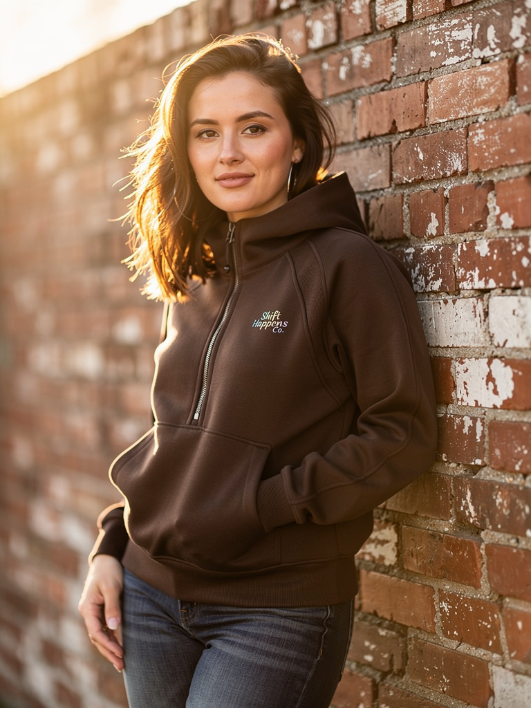 Shift Happens Co. Women’s Cropped Half-Zip Hoodie