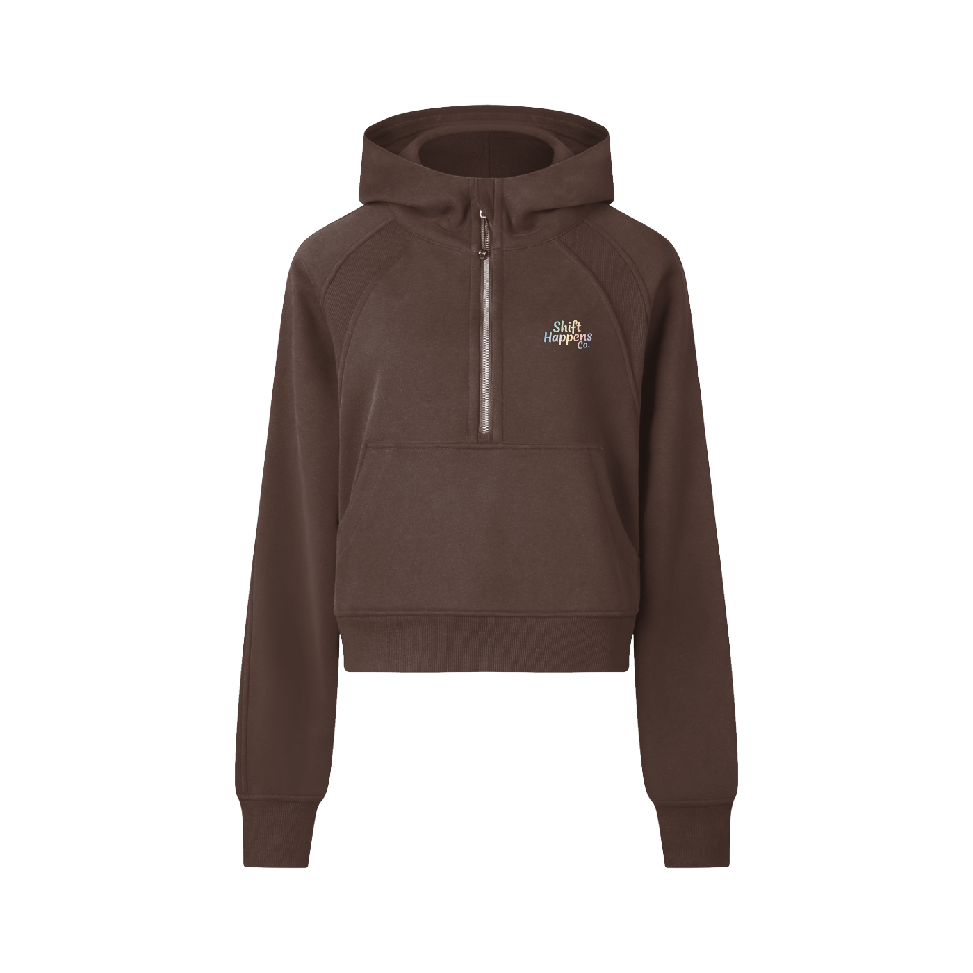 Shift Happens Co. Women’s Cropped Half-Zip Hoodie