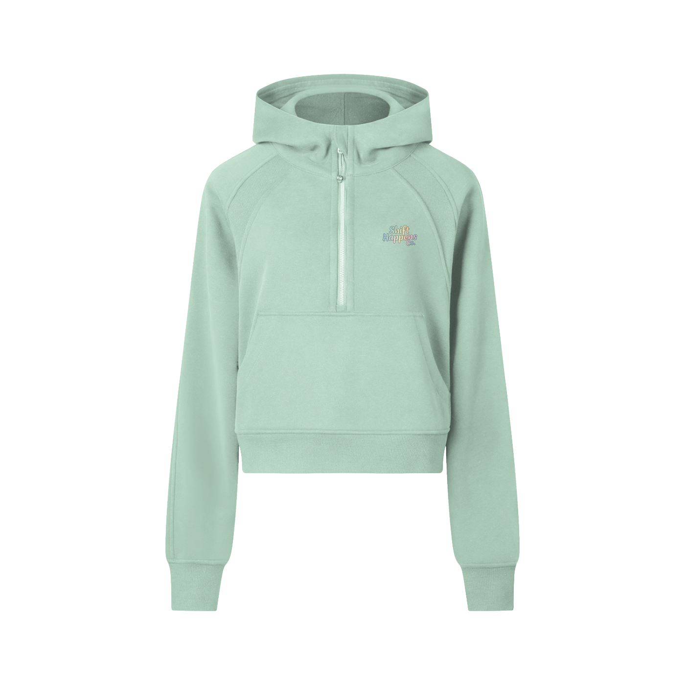 Shift Happens Co. Women’s Cropped Half-Zip Hoodie