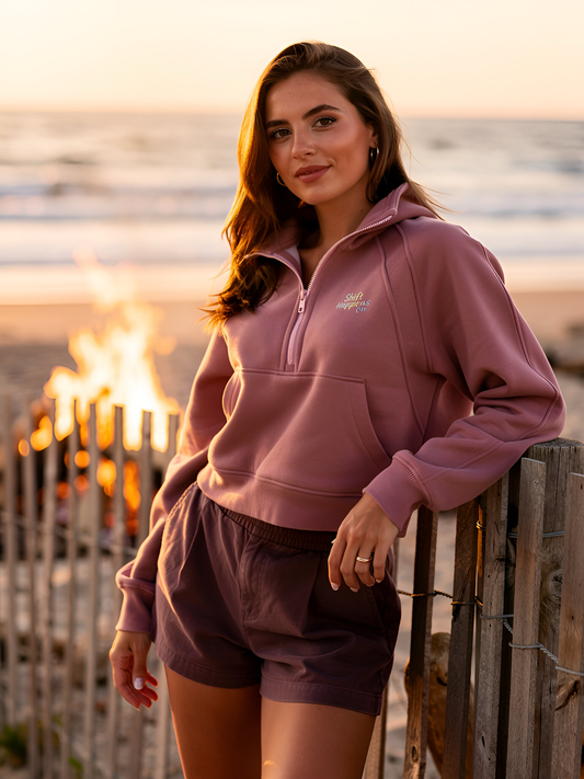 Shift Happens Co. Women’s Cropped Half-Zip Hoodie