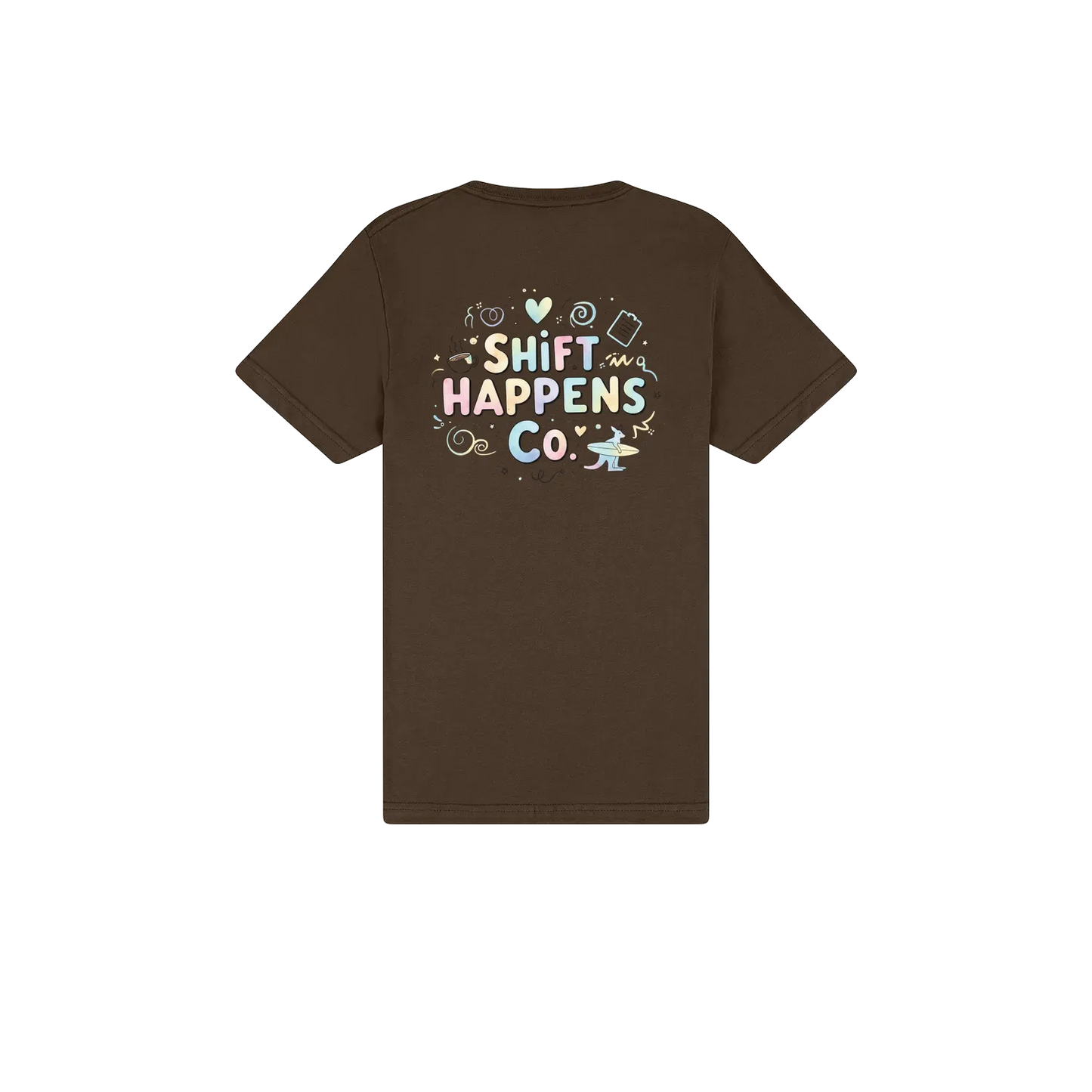 Shift Happens Co. Illustrated Logo Tee – Unisex Support Worker T-Shirt