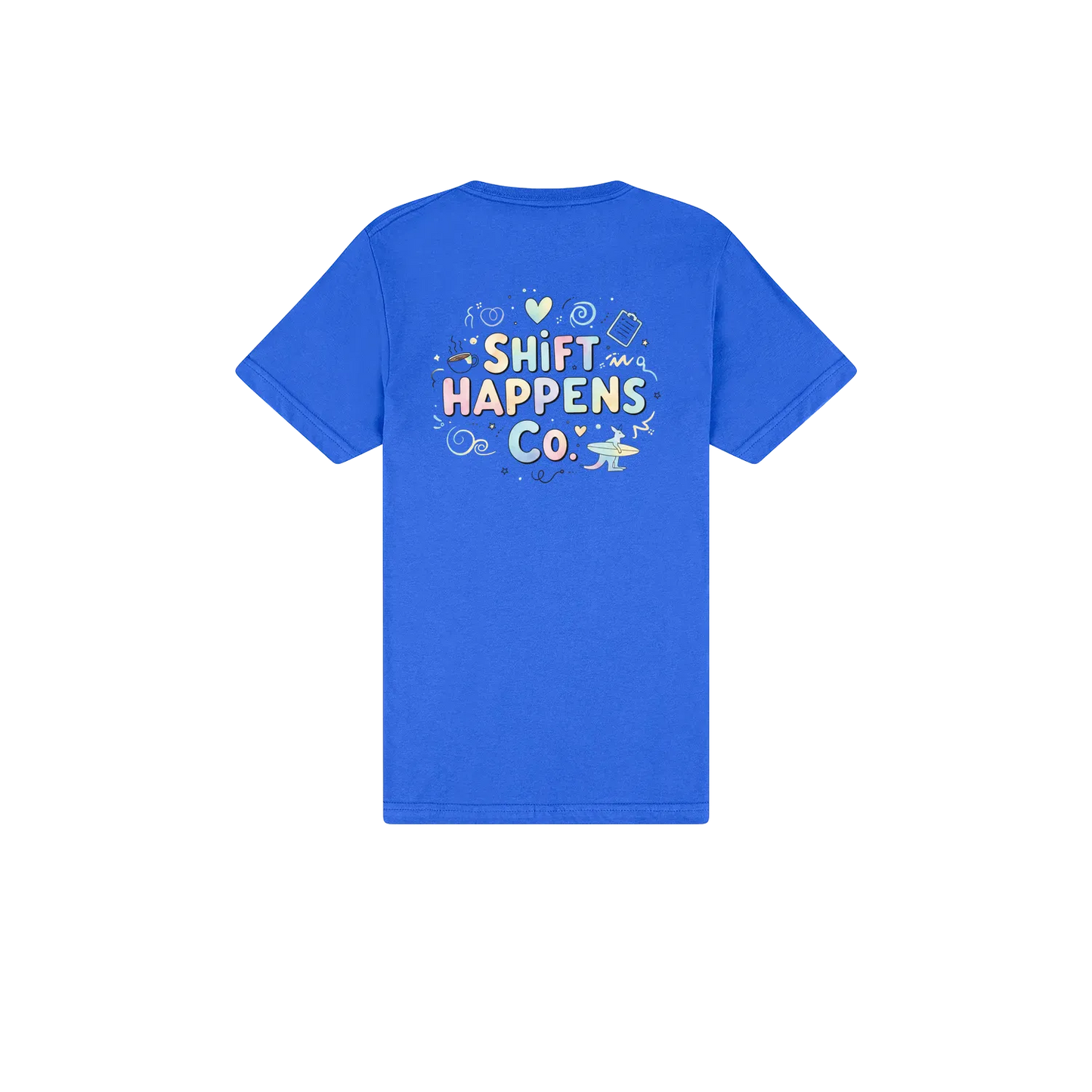 Shift Happens Co. Illustrated Logo Tee – Unisex Support Worker T-Shirt