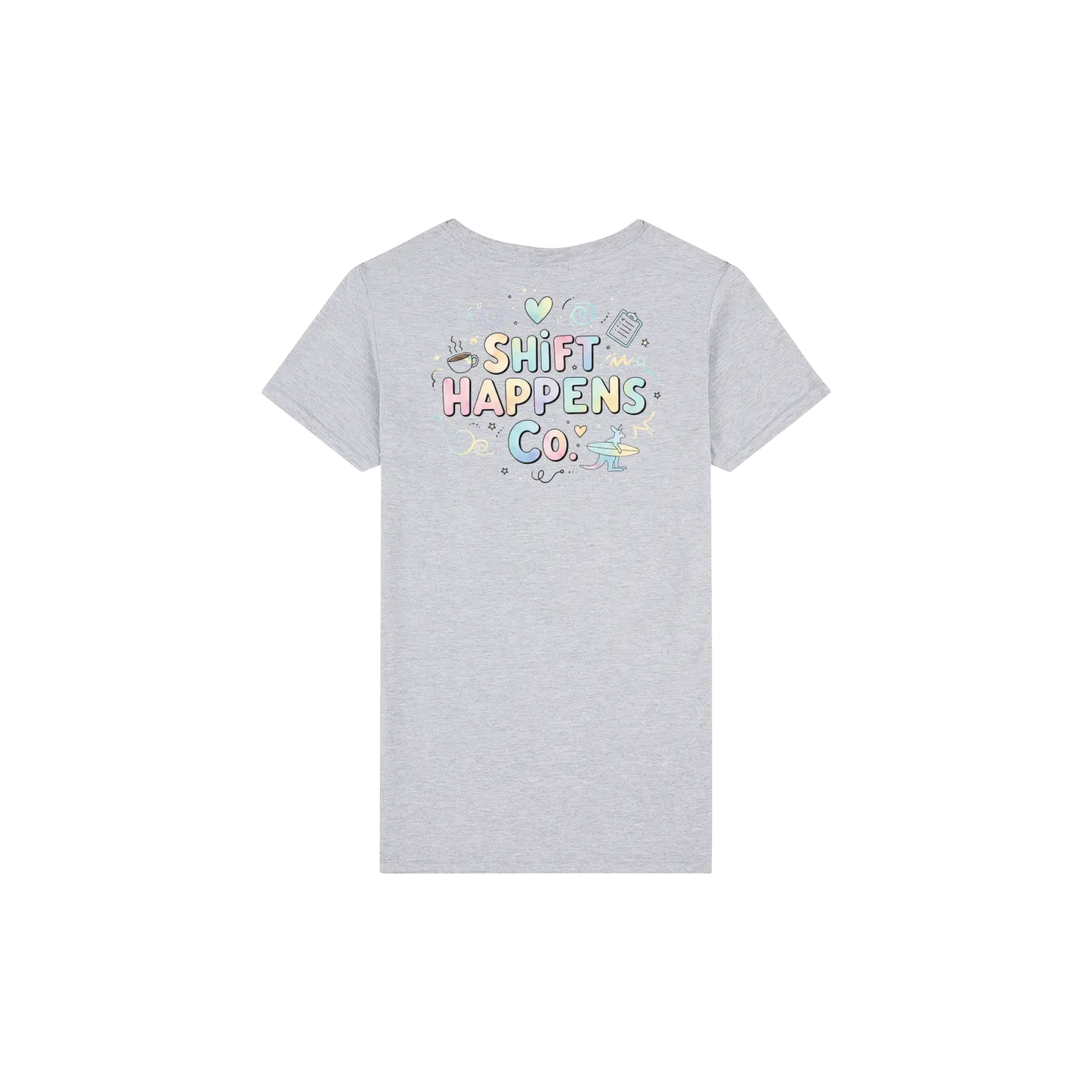 Shift Happens Co. Illustrated Logo Tee – Unisex Support Worker T-Shirt