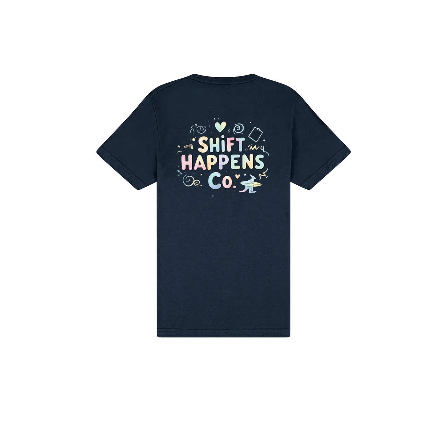Shift Happens Co. Illustrated Logo Tee – Unisex Support Worker T-Shirt