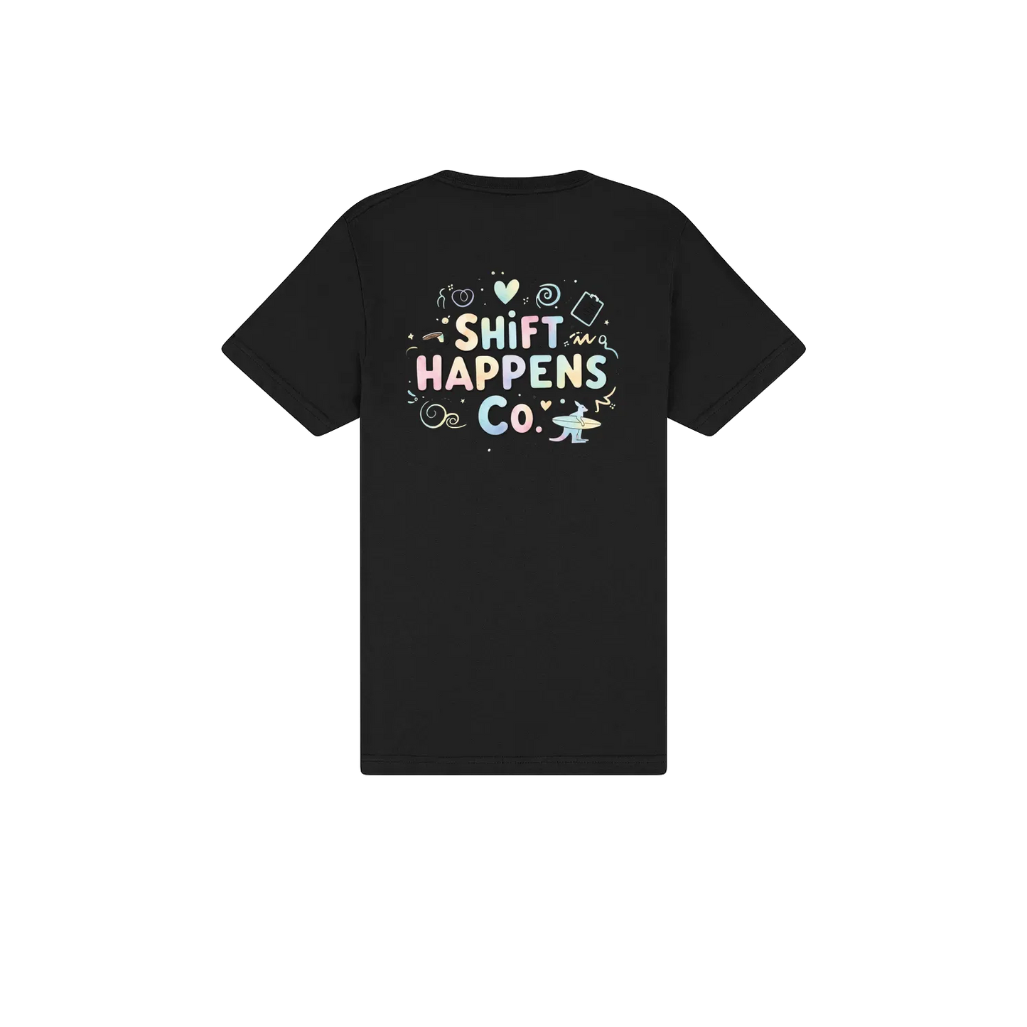 Shift Happens Co. Illustrated Logo Tee – Unisex Support Worker T-Shirt