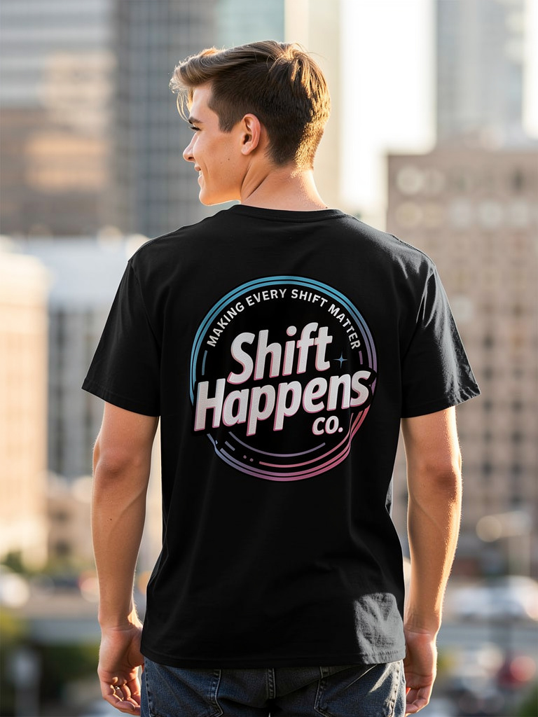 Retro Shift Happens Badge Tee