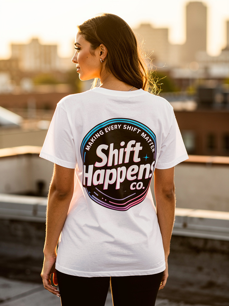 Retro Shift Happens Badge Tee