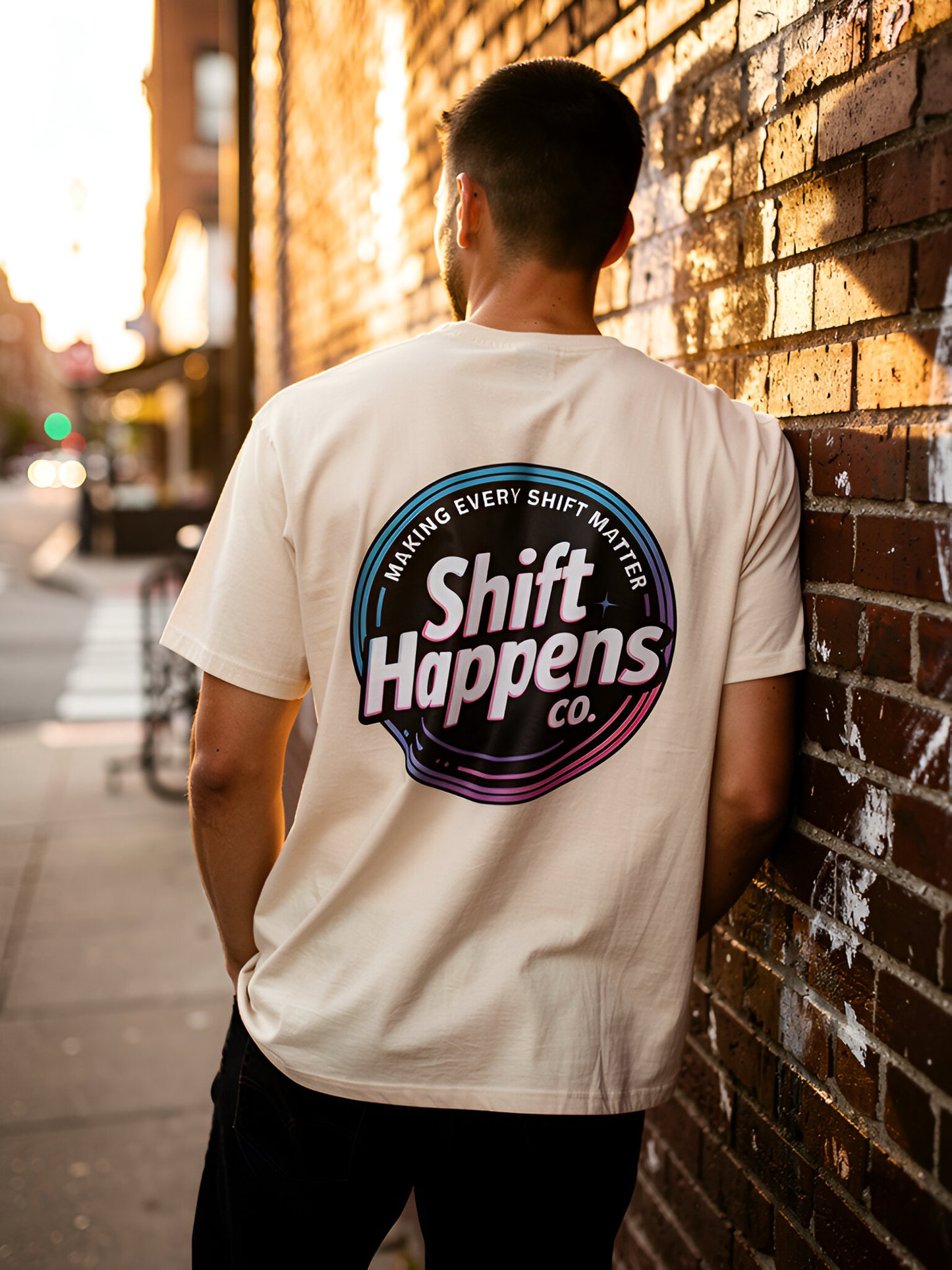 Retro Shift Happens Badge Tee
