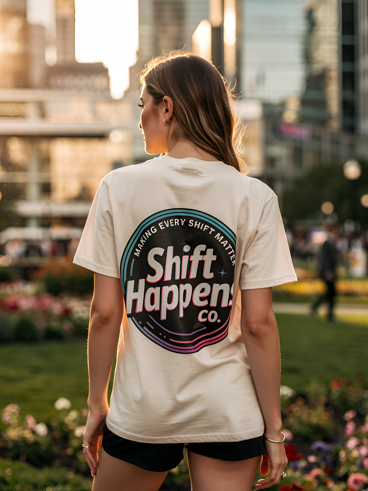 Retro Shift Happens Badge Tee