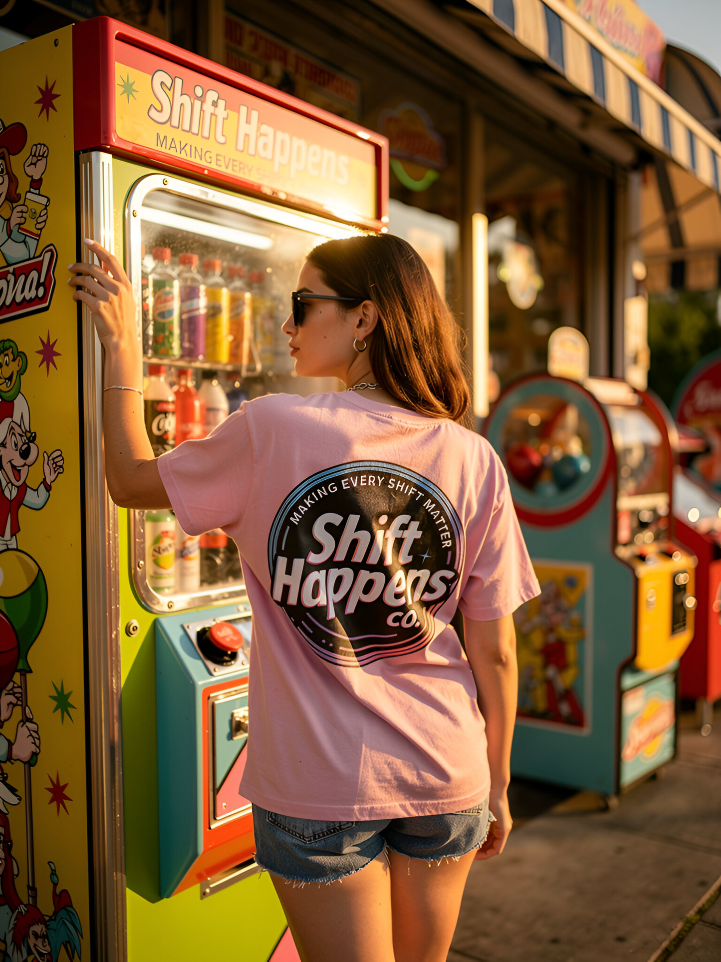 Retro Shift Happens Badge Tee