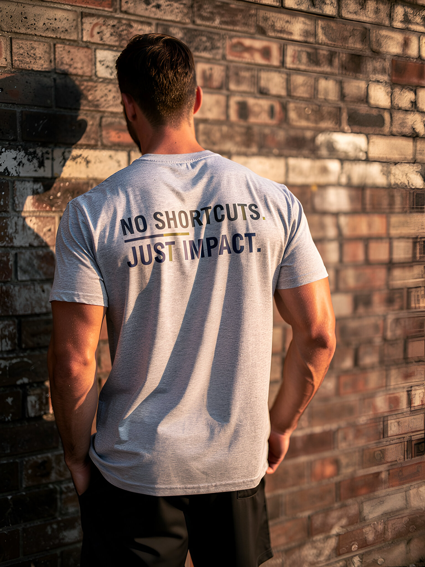 Shift Happens Co. Men’s Cotton Tee – No Shortcuts. Just Impact.