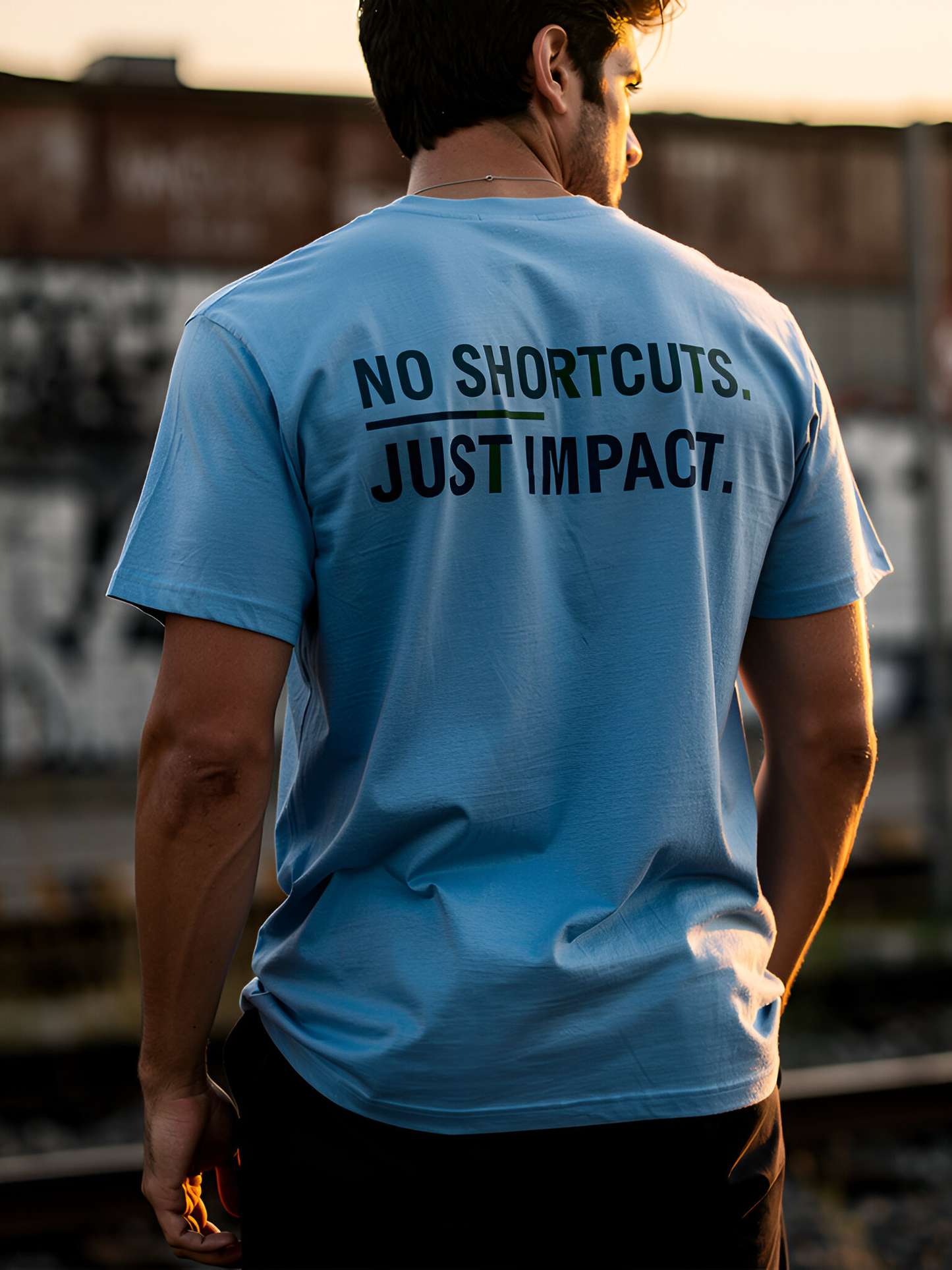 Shift Happens Co. Men’s Cotton Tee – No Shortcuts. Just Impact.