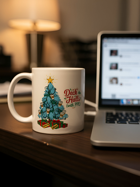 Deck the Halls (with PPE) Mug – Shift Happens Co.